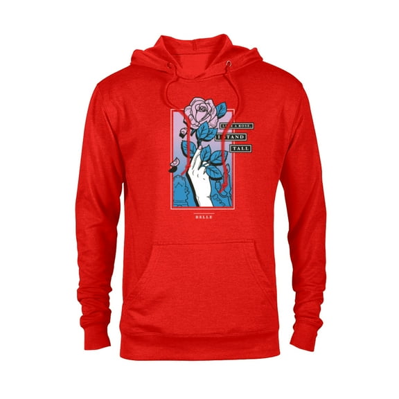 Disney Princess Belle Like a Rose, I Stand Tall - Pullover Hoodie for Adults - Customized-Red