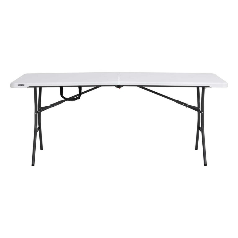 Lifetime 6 Foot Fold-in-Half Rectangle Table, Indoor/Outdoor Light  Commercial Grade, White Granite (280857)