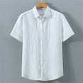 thumbnail image 2 of Shirts for Men Short Sleeve Solid Color Button Down Lapel Tops Summer Casual Loose Breathable Mens Dress Shirts White L, 2 of 5