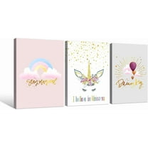 Unicorn Wall Art Bedroom Decor for Girls Rainbow Pink Kids Canvas Prints Motivational Colorful Hot Air Balloon Cartoon Unicorns Pictures for Teen Girl Women Nursery Bathroom Decor Unframed