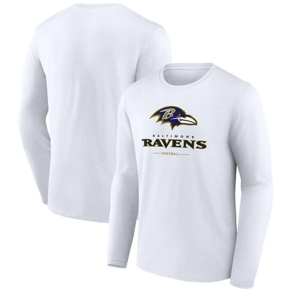 Men's White Baltimore Ravens Logo Team Lockup Long Sleeve T-Shirt
