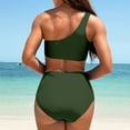 thumbnail image 5 of SROBPTY Women's One Shoulder 2 Piece Split Bikini Swimsuit Bathing Suit Army Green,S, 5 of 5