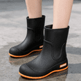 thumbnail image 4 of HTHLVMD Waterproof Rain Boots, Waterproof Solid Mid Calf Rain Boots Casual Outdoor Gardening, Slip Resistant Rubber Footwear Holiday Travel Wearing, Lightweight Comfortable Car Wash Shoes, Black 5.5, 4 of 4
