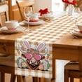 thumbnail image 5 of Easter Table Runner 72 Inches, Farmhouse Spring Bunny Cow Carrots Egg Brown Plaid Bed Runner Dresser Scarves Tabletop for Indoor Outdoor Parties/Ceremony/Banquet, 18" x 72", 5 of 8