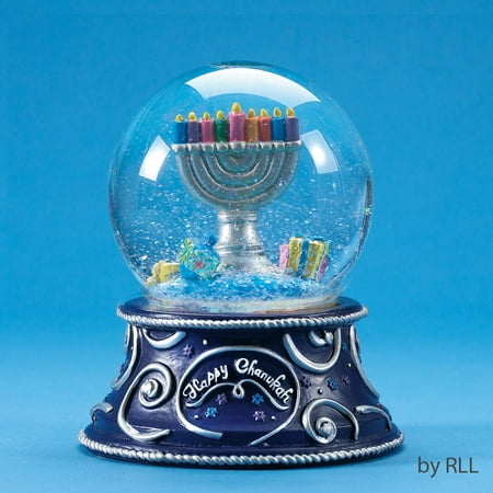 6" Happy Hanukkah Musical Glass Water Globe