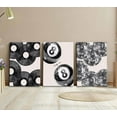 thumbnail image 3 of Trendy Black White Canvas Wall Art Lucky 8 Ball Wall Decor Pictures Disco Ball Poster Prints Record Painting Artwork for Dormitory Bedroom Living room Preppy Decoration No, 3 of 6