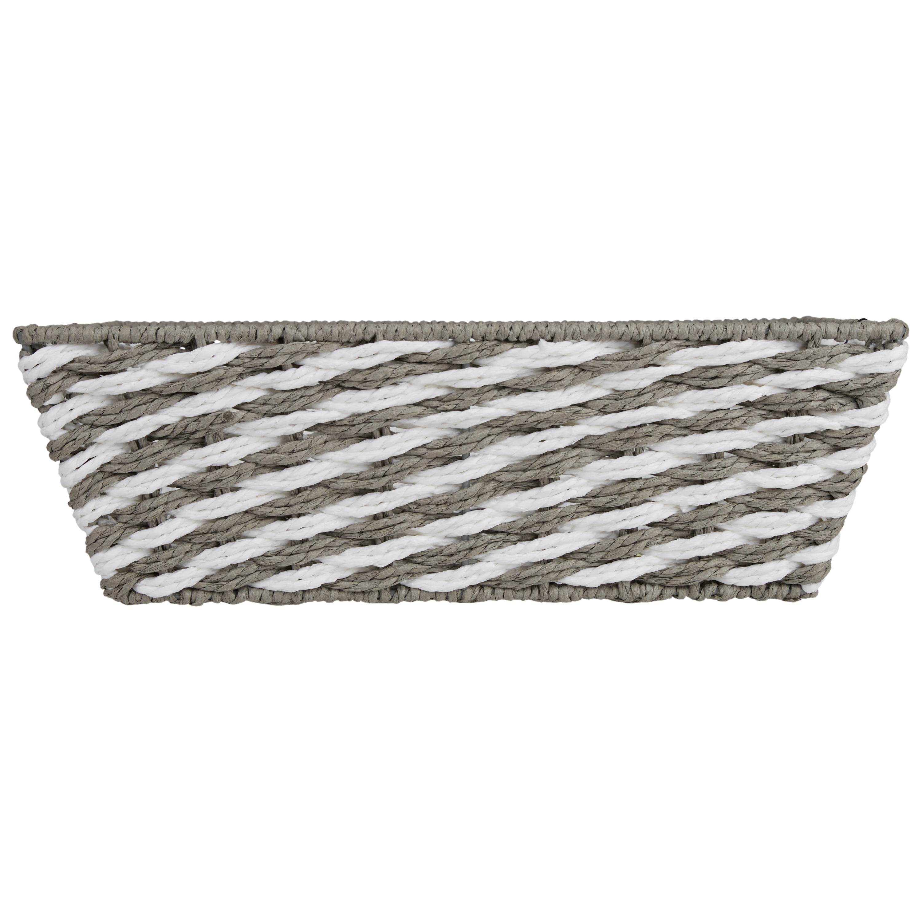 Simplify Striped Woven Basket in Gray