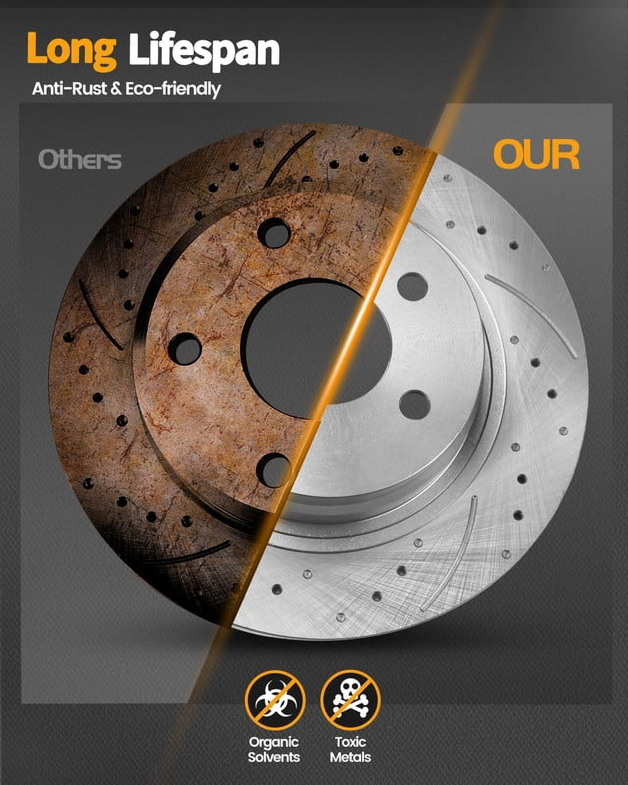 Aurogenix Front Brake Kit, Compatible With Toyota Corolla 2009-2019 Matrix, Drilled Brake Rotors & Ceramic Brake Pads, 275mm 10.8in