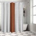 thumbnail image 3 of Shower Curtain Lines Brown Stripe Shower Curtains for Bathroom Decor Boho Style Shower Curtain Sets with Hooks Waterproof Fabric Bath Curtain Extra Long 72" X 84", 3 of 5