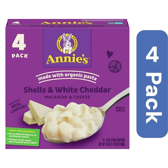 Annie's Homegrown Macaroni & Cheese Shells White Cheddar 24 oz (Pack Of 4)