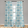 thumbnail image 5 of Ambesonne Quatrefoil Curtains, Tangled Modern Tile, Pair of 28"x95", Blue Tan White, 5 of 5
