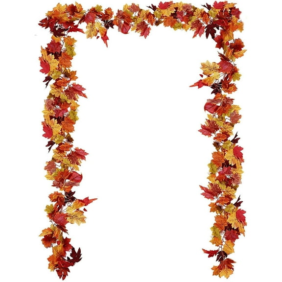 3 Pack Fall Maple Leaf Garland 6Ft/Piece Artificial Autumn Maple Leaves Hanging Foliage for Home Indoor Outdoor Fireplace Wedding Thanksgiving Party Decor