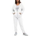thumbnail image 2 of felwors Women's Zip - Up Hoodie Tracksuit Set Long Sleeve Hooded Jacket with Jogger Pants for Casual & Active Wear White, M, 2 of 5