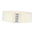 thumbnail image 2 of Segolike Wide Elastic Belt Dress Belt Simple Decoration Cinch Stretch Girdle Elegant Solid Color Waistband Waist Belt for Women Ladies White, 2 of 8