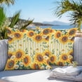 thumbnail image 5 of Summer Sunflower Outdoor Pillow Covers Set of 2 Daisy Butterfly Leaf Yellow White Stripe Waterproof Throw Pillow Case Decorative Square Cushion Cover for Patio Couch Garden Balcony, 24"x24", 5 of 9