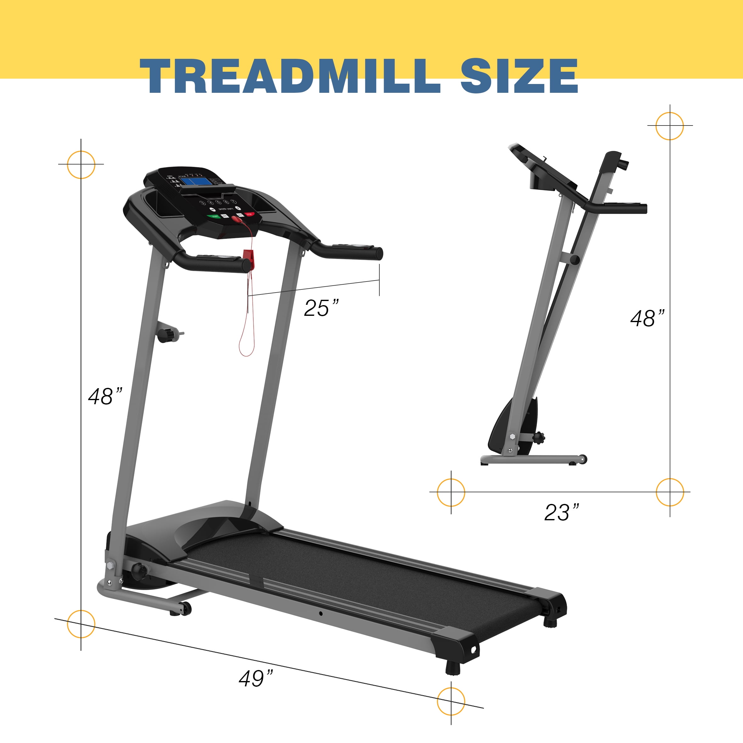 LIVIVOX Folding Treadmill Treadmills of home 265 LBS Capacity Treadmill for Running and Walking Max 3.0 HP Electric Treadmill with LED Display Bluetooth Pulse Sensors Walmart