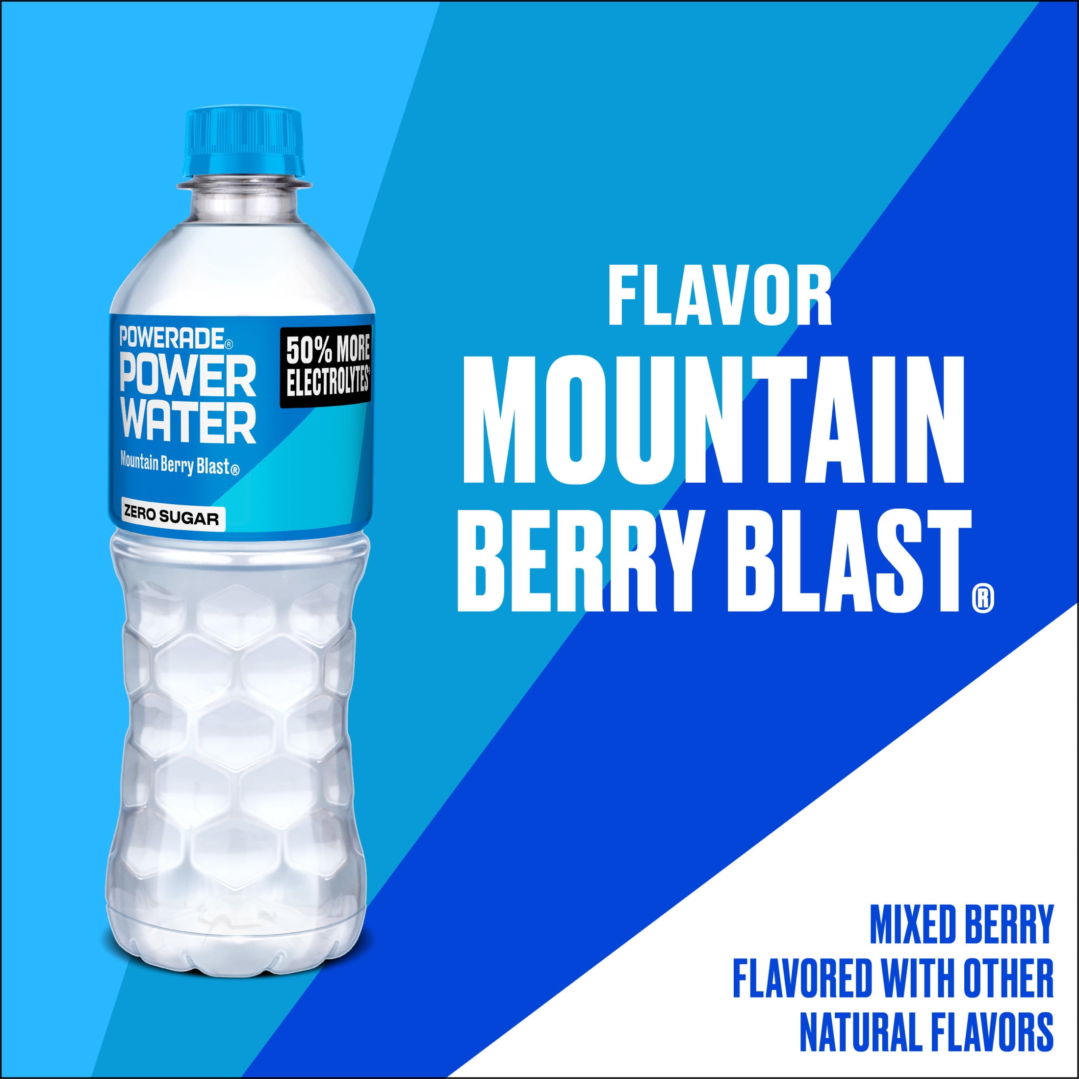 POWERADE Power Water Zero Sugar Mountain Berry Blast Electrolyte Water, 16.9 fl oz, 6 Pack