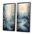 thumbnail image 3 of Designart "Winter Moonrise Birch Woods IV" Tree Birch Framed Wall Art Set Of 2 - Blue Floral Frame Gallery Set For Office Decor, 3 of 7