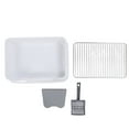 thumbnail image 2 of Cat Litter Box, Plastic Kitty Litter Box with Baffle and Stainless Steel Rack, Anti Splashing Kitty Litter Tray Box Stylish Look Easy to Clean Pet Toilet for Small Medium Cats, 2 of 7