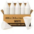 thumbnail image 1 of Vasos cónicos desechables Smygoods de papel blanco de 130 ml (paquete de 400), 1 of 6