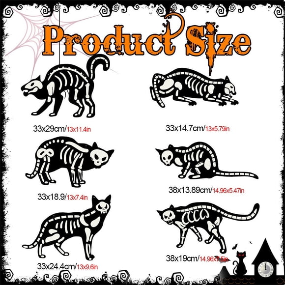 Birdeem Halloween Glows-In-The-Dark Outdoor Courtyard Skeleton Cats Holiday Atmospheres Decoration