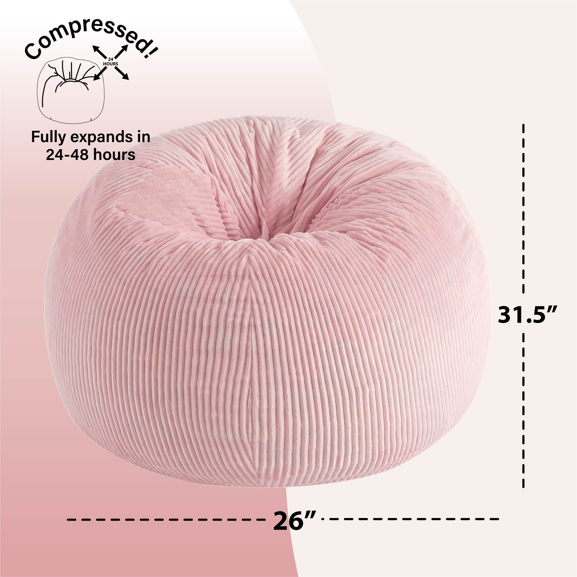 Urban Shop, Ribbed Compressed Foam Kids and Teen Chair, Daylily