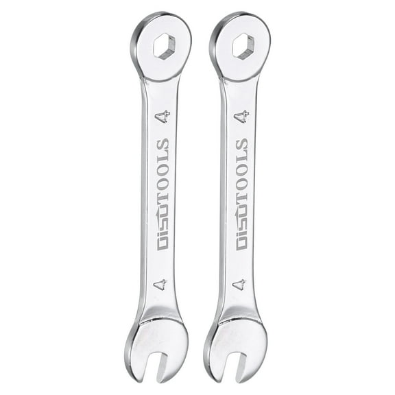 Uxcell 4mm 6-Point Thin Combination Wrench Double Ended Box and Open End Chromes Plated Steel, Silver 2Pcs