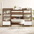 thumbnail image 5 of Modway Bixby 3-Piece Wood Office Desk and Bookshelf in Walnut White, 5 of 5