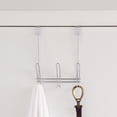 thumbnail image 2 of Home Basics 3 Dual Hook Over the Door Steel Organizing Rack, Chrome, 2 of 6