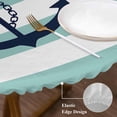 thumbnail image 4 of Turquoise Striped Round Fitted Table Cover Nautical Anchor Abstract Geometric Modern Waterproof Table Cloth with Elastic Edge Wipeable Tablecloth for Picnic Camping Party Fits 36"-44" Diameter, 4 of 8