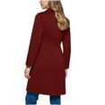 thumbnail image 4 of ClodeEU Women's Wool Blend Classic Stand Collar Pea Coat With Belt,Long Sleeve Winter Coat Wine,Womens Plus XL, 4 of 8