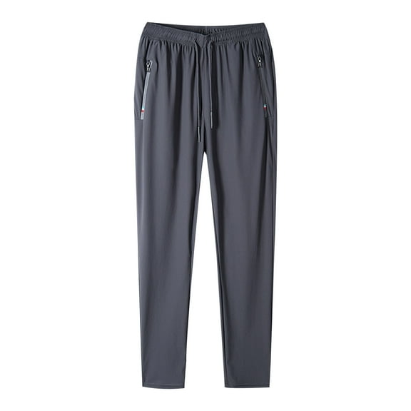 IWRICH Comfy Fit Stretch Active Pants for Men Breathable Travel Hiking Lightweight Pants with Zipper Pockets Grey XL