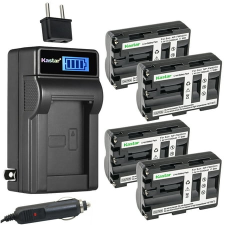Kastar 4-Pack NP-FM500 Battery and LCD AC Charger Compatible with Sony DSLR-A900B  Alpha a57 a57  SLT-A57  SLT-A57K  SLT-A57M  SLT-A57Y  Alpha a58 a58  SLT-A58  SLT-A58V  Alpha a65 a65  SLT-A65 Camera