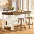 thumbnail image 5 of Fnova 55" Kitchen Island with Storage, Farmhouse Wood Kitchen Storage Cabinet, Large Stationary Island Table for Kitchen Dining Room, White＆Brown, 5 of 18