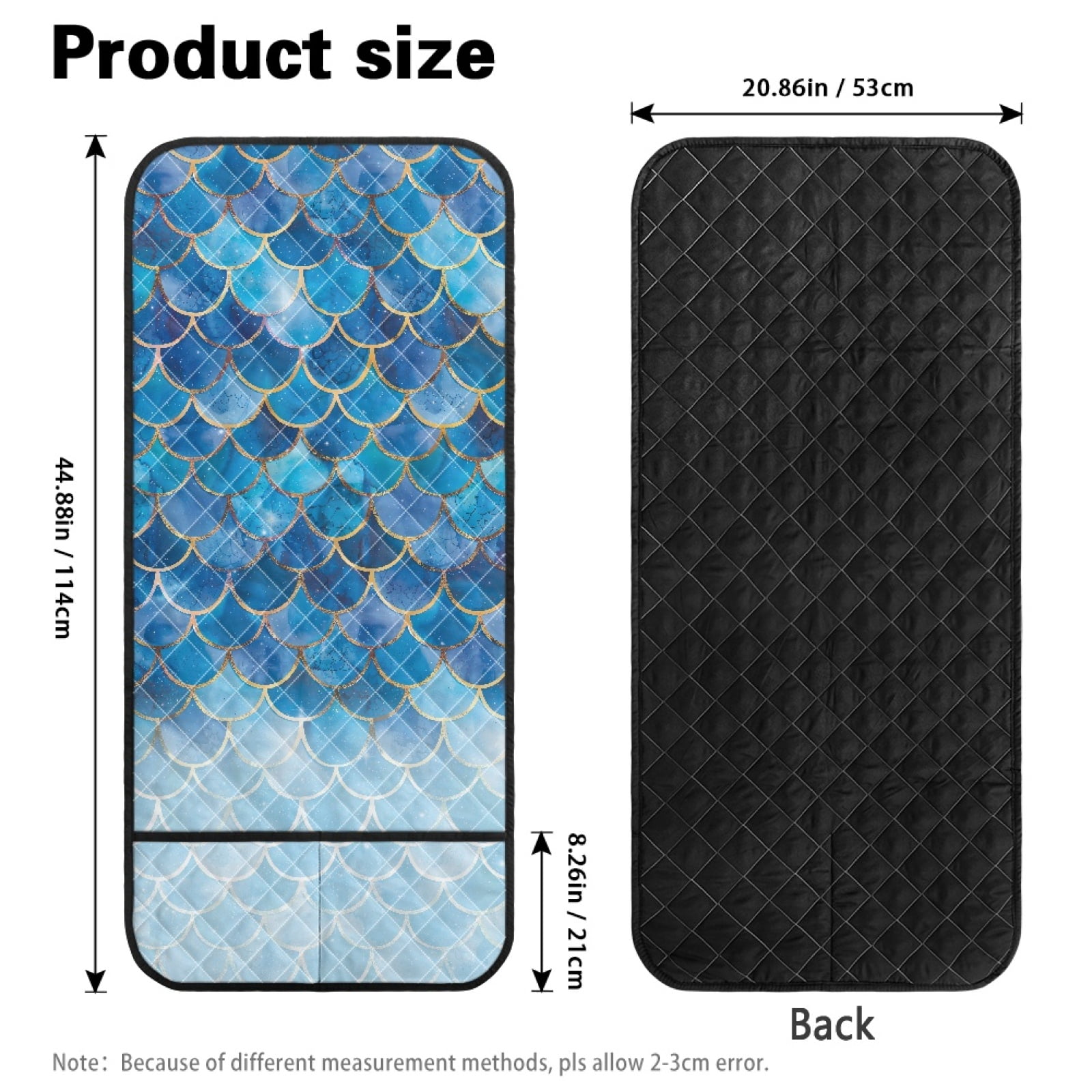 TSOVTHRID Blue White Mermaid Scales Glitter Print Couch Arm Covers with 2 Side Storage Pockets, Anti-Slip Armrest Cover for Sofa, Chair, Loveseat, Recliner Arm Covers