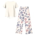 thumbnail image 5 of Summer Outfits Two Piece Sets for Women Capri Set Casual Summer Wide Leg Crop Pants and Top Matching Suits Beige L, 5 of 5