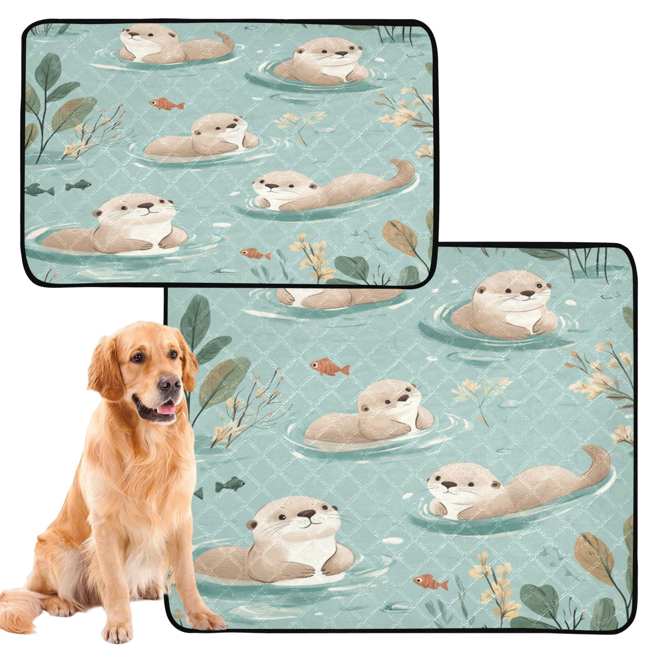 Qxltty Swims Sea Otter Cat litter Pads Pet Set of 3 Diaper Mats Center Anti-leakage Layer Absorbent Soft and Comfortable