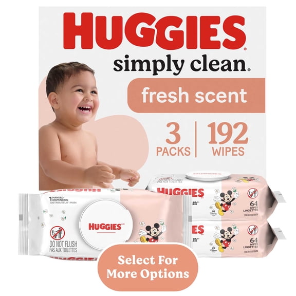 Huggies Simply Clean Fresh Scent, Scented Baby Wipes, 3 Packs, 192 Wipes