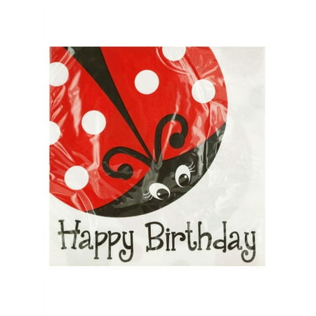 Little Ladybug Happy Birthday Napkins, 24 Count