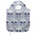 thumbnail image 1 of Skull Fabric Shopping Tote, Skulls and Geometric Shapes with Vertical Stripes Optical Effects Illustration, Portable and Foldable Bag to Keep in Pocket Bag Purse & Car, Navy Blue White, by Ambesonne, 1 of 4