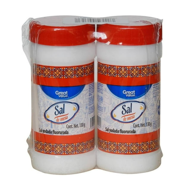 Sal Great Value de mesa yodada fluorurada 2 pzas de 130 g c/u