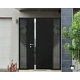 thumbnail image 3 of Front Exterior Prehung Steel Door / Cynex 6777 Black / 2 Side Exterior Windows / Stainless Inserts Single Modern Painted-W12+32+12" x H80"-Right-hand Outswing, 3 of 7