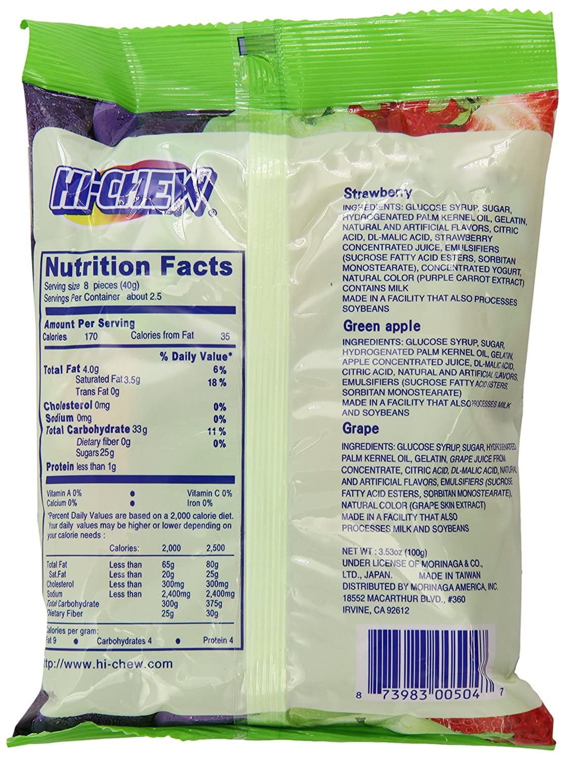 6 PACKS : Hi Chew Fruit Chews Individually-Wrapped Candy 3.53 Oz Bag - Regular mix