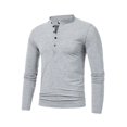 thumbnail image 1 of HBFAGFB Chemises de Travail à Manches Longues pour Hommes Chemise Décontractée à Boutons Col Rond Simple Slim Gris Taille 2TG, 1 of 4