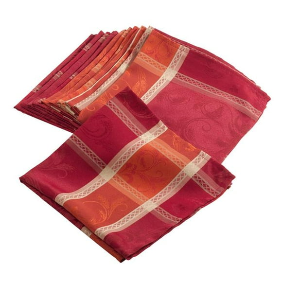 SARO  20 in. Pumpion Collection Plaid Design Dinner Napkins  Multi Color - Set of 12