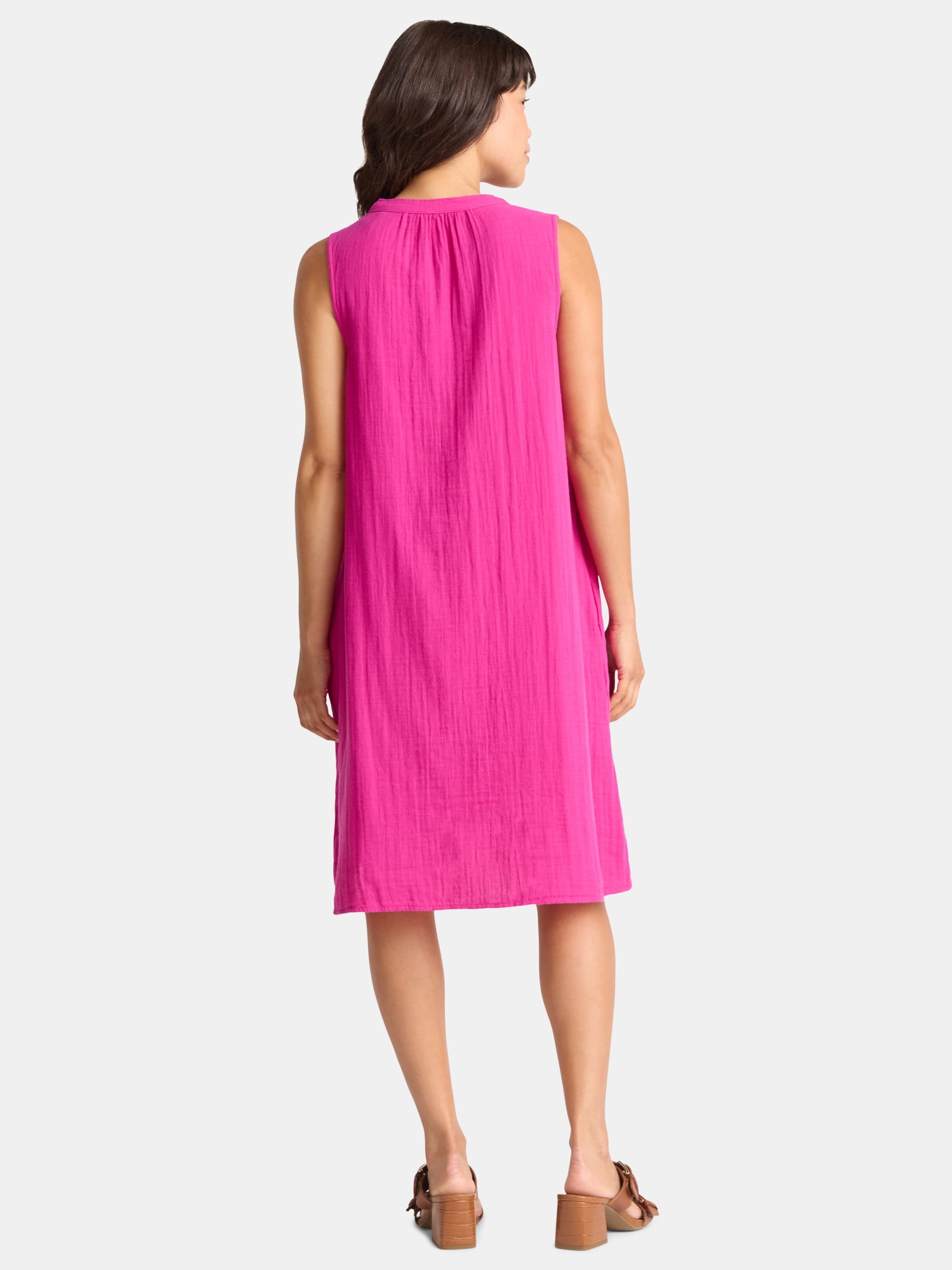 Time and Tru Women's Cotton Double Cloth Shift Dress, Sizes XS-XXXL