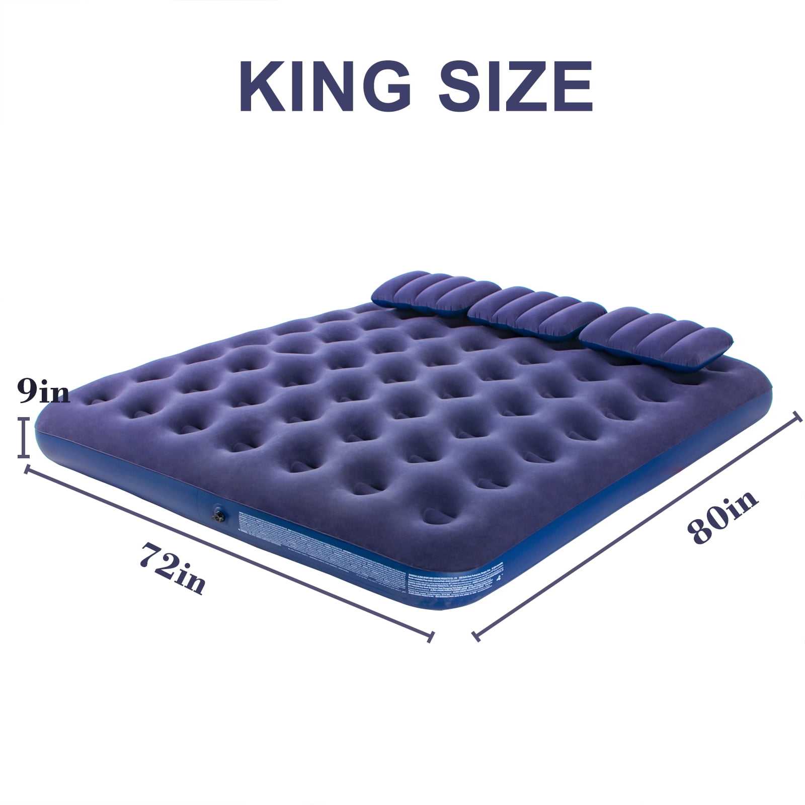 Honeydrill Inflatable Camping Mattress Flocking Air Bed with Pump, King