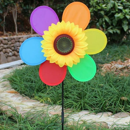 

Colorful Sunflower Windmill Toy Kids DIY Outdoor Toys Garden Yard Decorat a_J WA