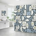 thumbnail image 4 of Boho Abstract Colorful Floral Shower Curtain, Vintage Retro Patchwork White Blue Flower Botanical Geometric Aesthetic Groovy Bathroom Decor Shower Curtain Set with 12 Hooks, 72X72in, 4 of 5