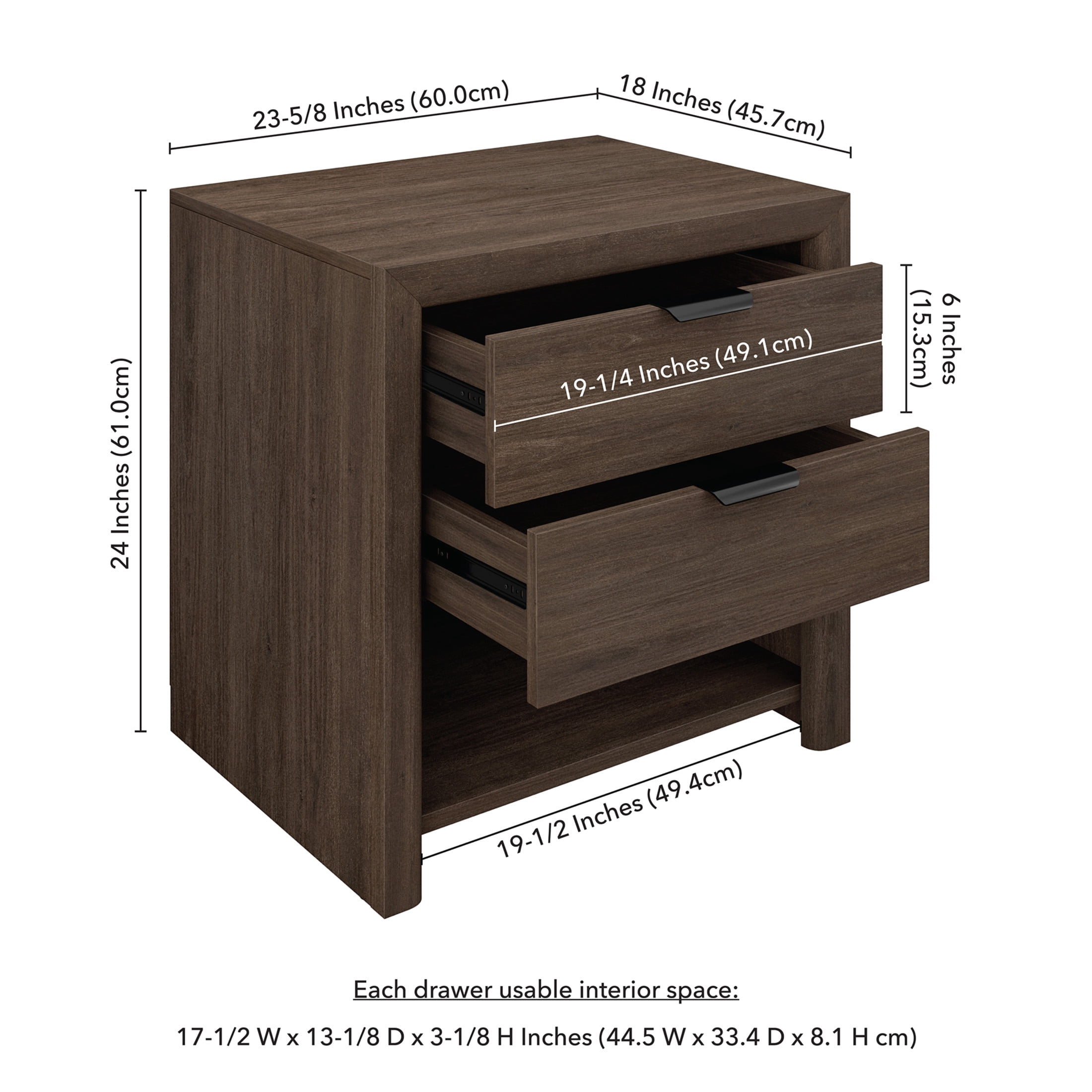 Evelyn&Zoe Modern/Contemporary 24" Wide Brown Oak Nightstand